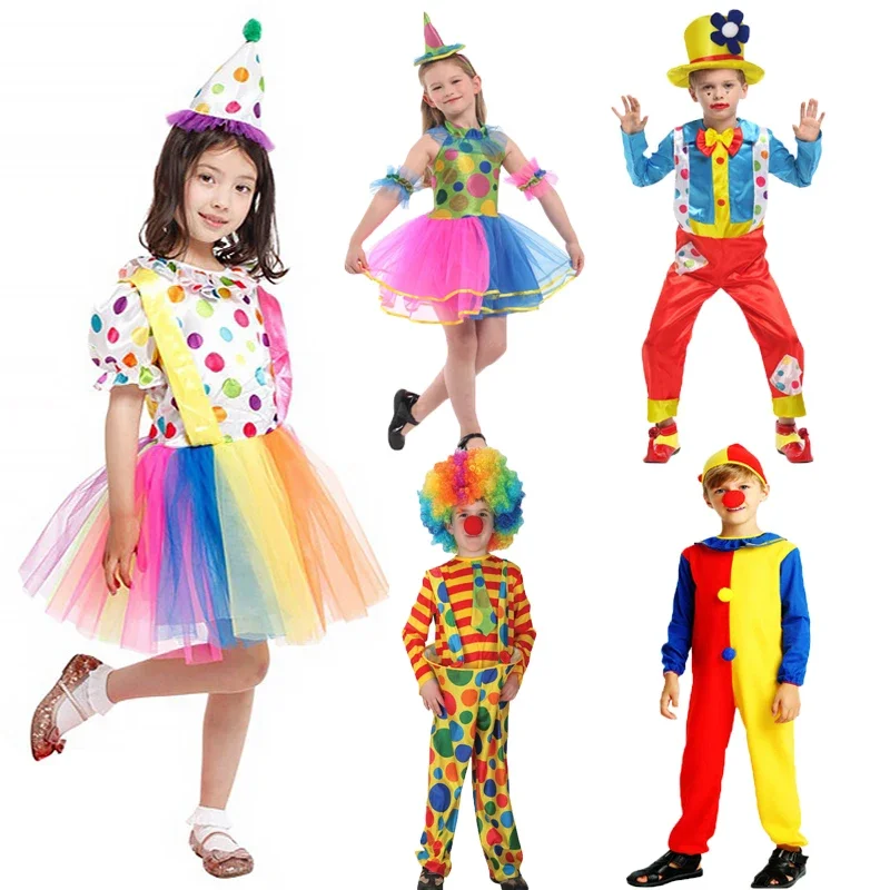 Umorden Purim Carnival Halloween Clown Costumes Kids Children Circus Clown Costume Girls Fantasia Infantil Cosplay for Boys JS65