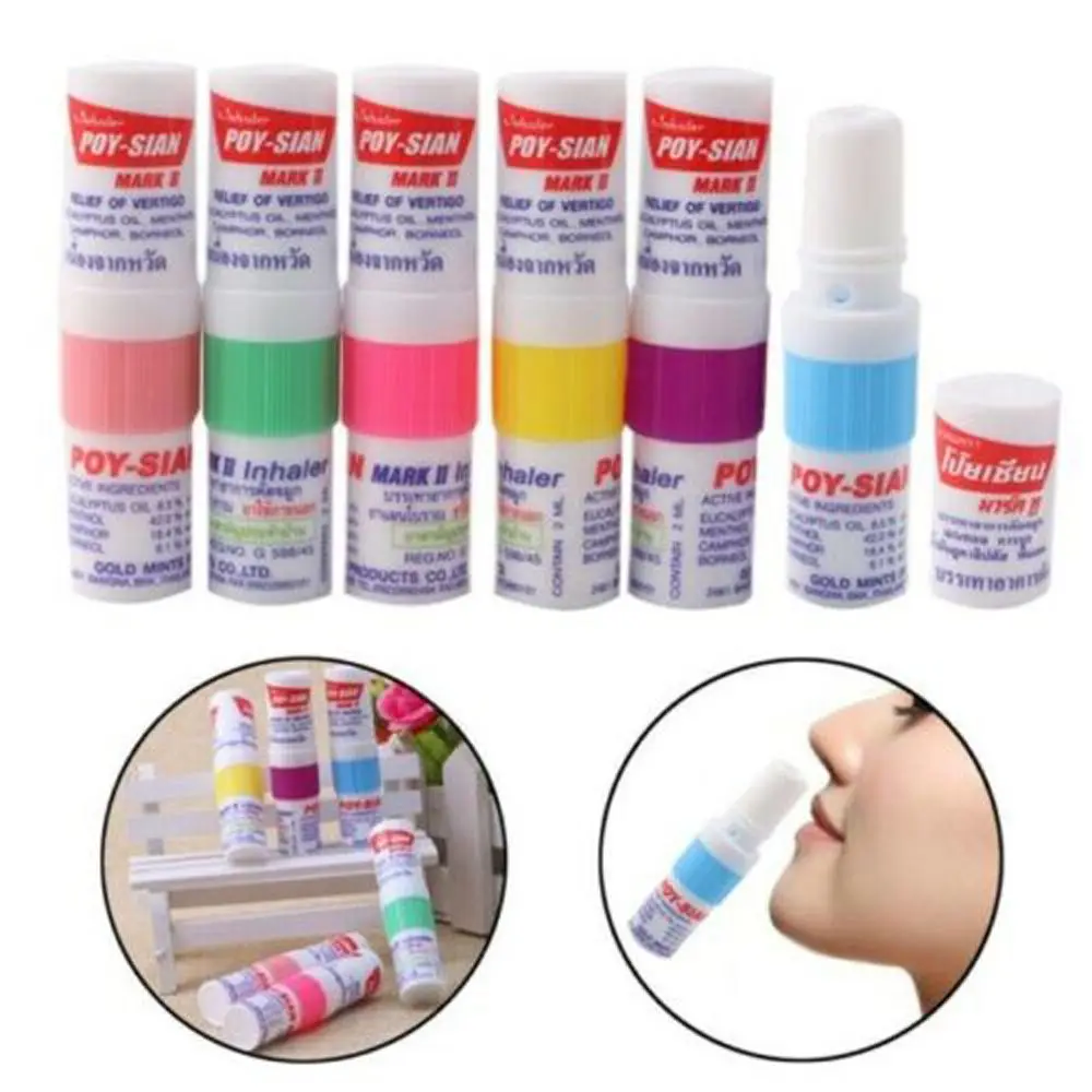 

1pc Thailand Nasal Inhaler Poy sian Mark 2 Herbal Nasal Inhaler Poy Sian Stick Mint Cylinder Oil Brancing Breezy Asthma