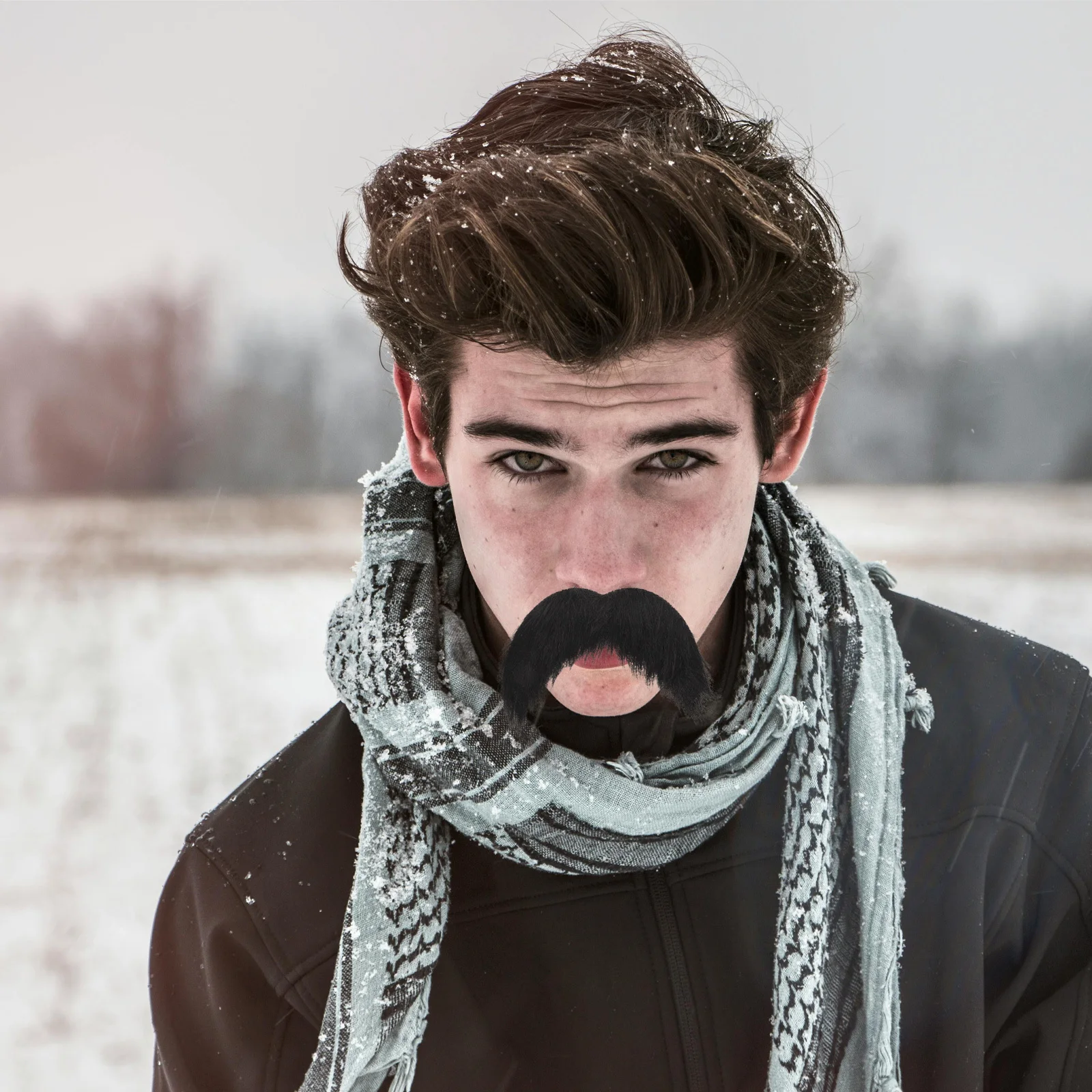 

6Pcs Fake Mustache Set Realistic Brown Black Stick on False Beard Accessories for Halloween Costume Party Masquerade