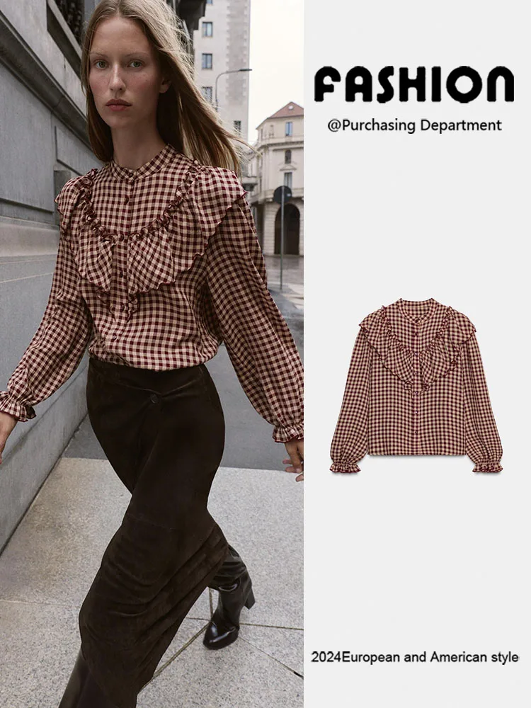 

Зима 2025 г., женские модные длинные свеки, круглые Ne, маленькие клетчатые, декоративные, универсальные, многослойные, женские, премиум-класса, C...