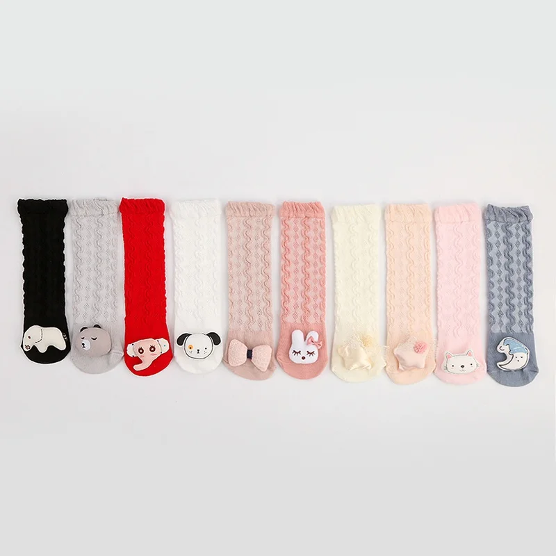 Sweet and Simple Baby Socks - Long and Skin-Friendly - Non-Skid Bottoms - Korean Style Cotton - 0-3 Years