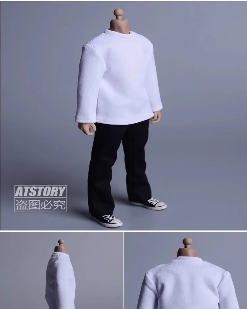 1/12 남성 군인 트렌디 단순 긴팔 티셔츠 모델 장난감 맞는 6'' 액션 피규어 바디 재고 있음