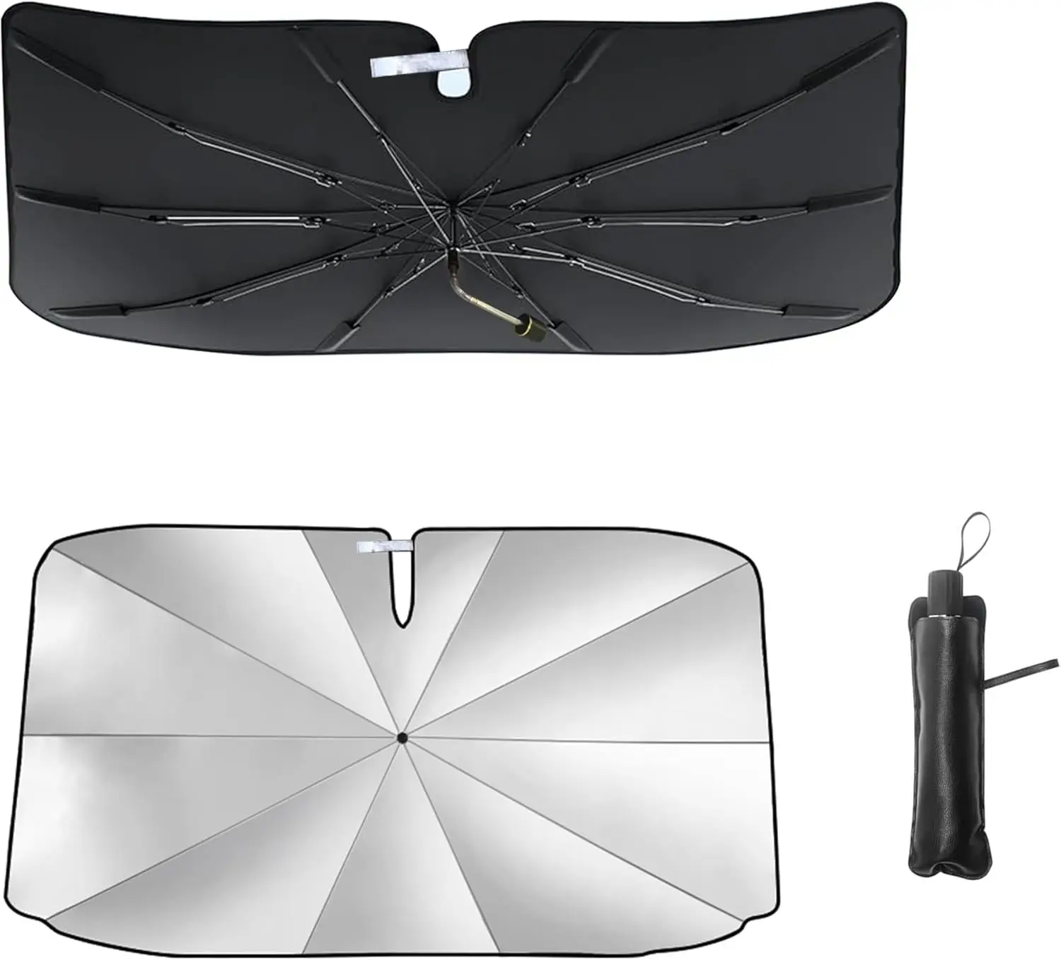 

Portable Foldable Windshield Sun Shade, 57'' x 31.5'', Spring Structure Car Sunshade for Front Window