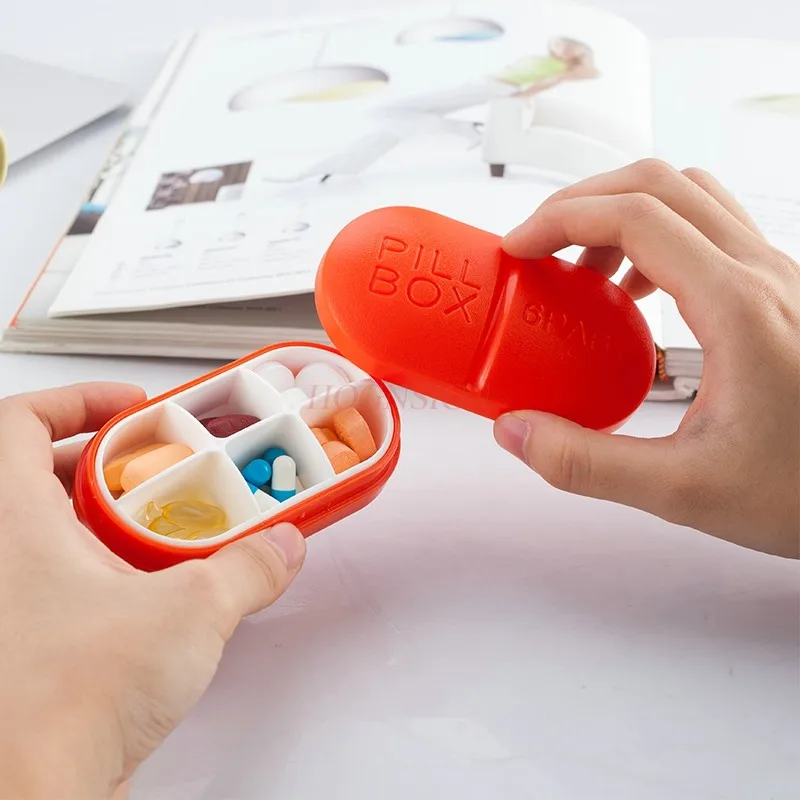 Cute small medicine box, portable and portable, mini large capacity packaging small medicine box