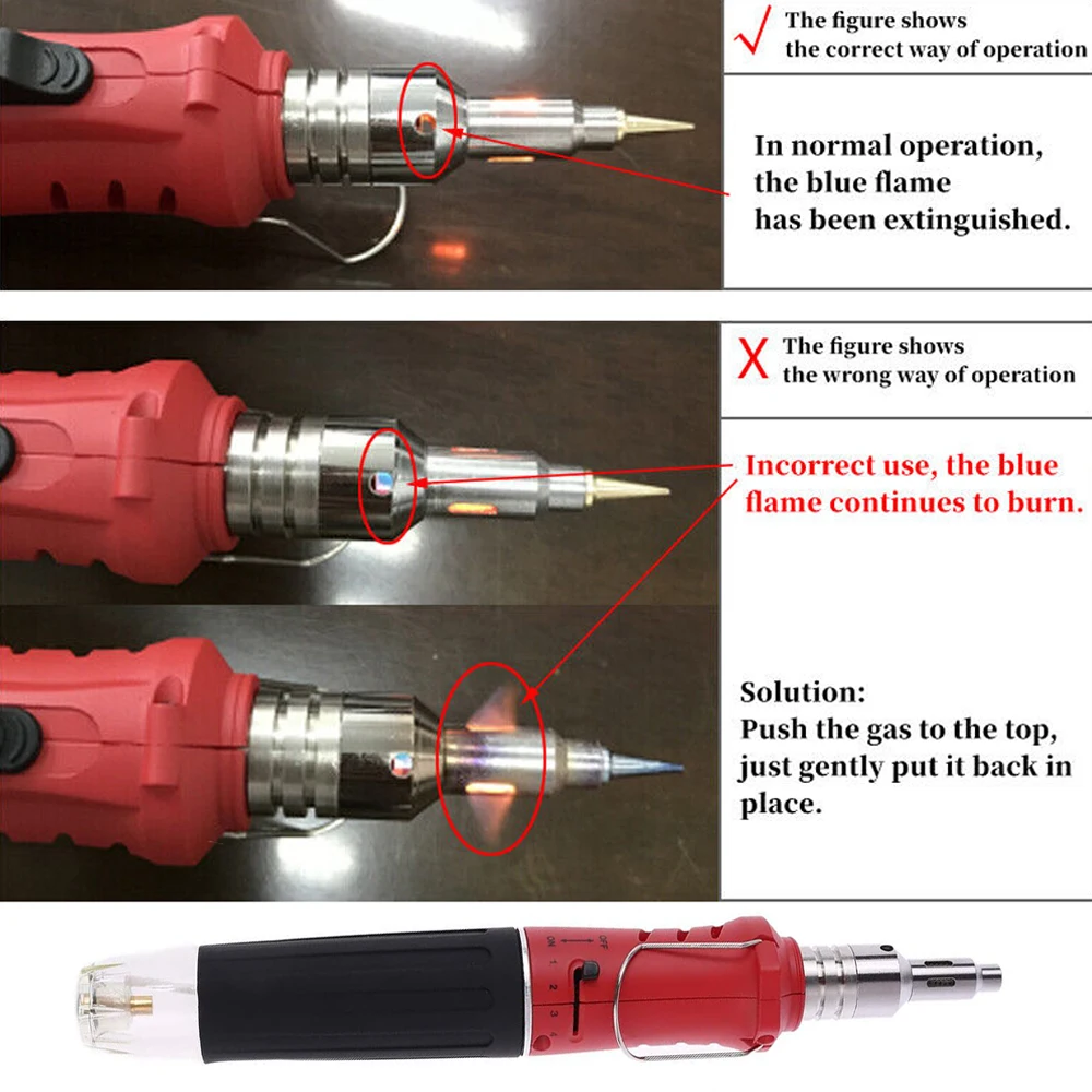 10PCS HS-1115K Multi-function Butane Gas Soldering Iron Cordless Solder Welding Torch Tool Kit