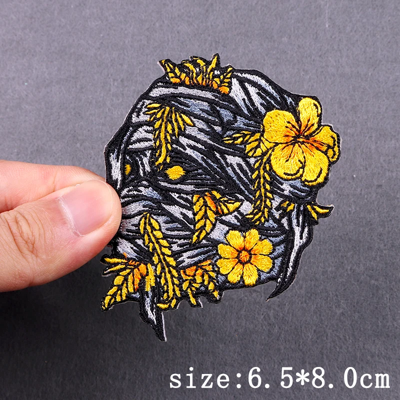 Punk Skull Embroidered Patches For Clothing Hip Hop Patch Iron On Patches For Clothes Grim Reaper Embroidery Patch Stripe Badges