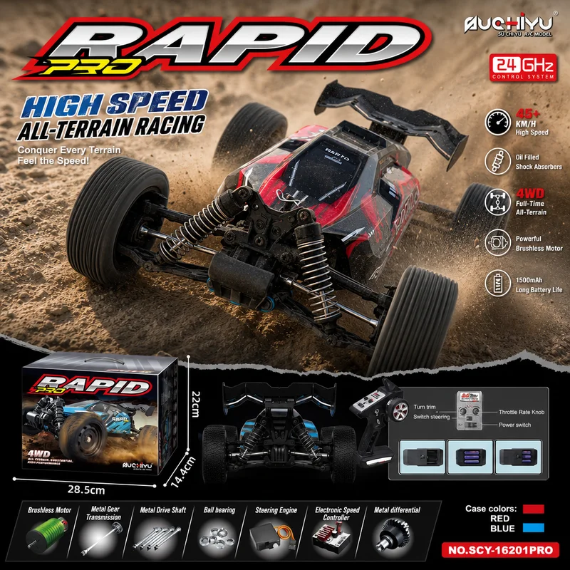 Scy16201pro 1/16 Scale 4WD Brushless RC Buggy 70km/h Off-Road Race Car with Metal Diff Waterproof ESC 2.4G Remote 7.4V 1500mAh L
