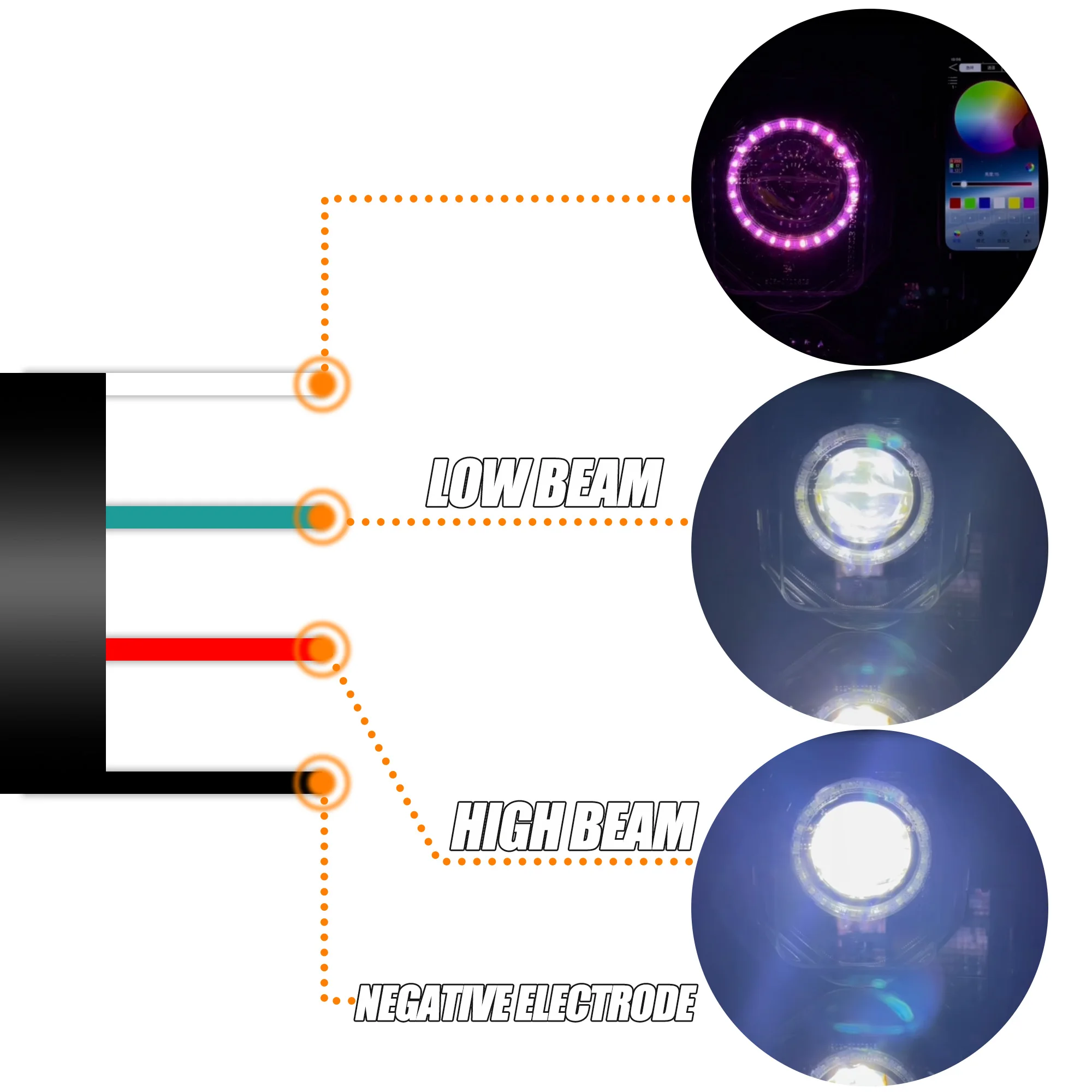 Motorcycle LED Headlight App Control Angel Eyes Head Light For Husqvarna TE FE 150 250 300 350 450 501 701 SM Enduro Motocross