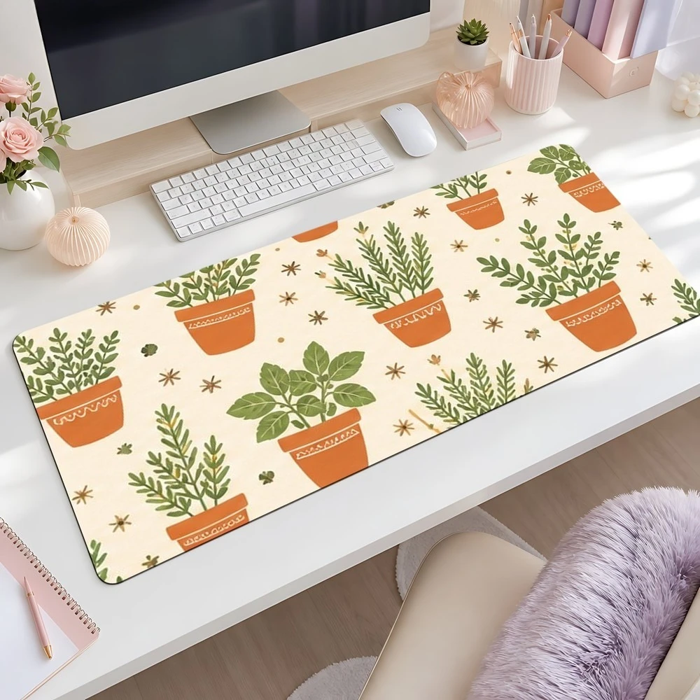 Alfombrilla ovalada antideslizante para escritorio con diseño de maceta