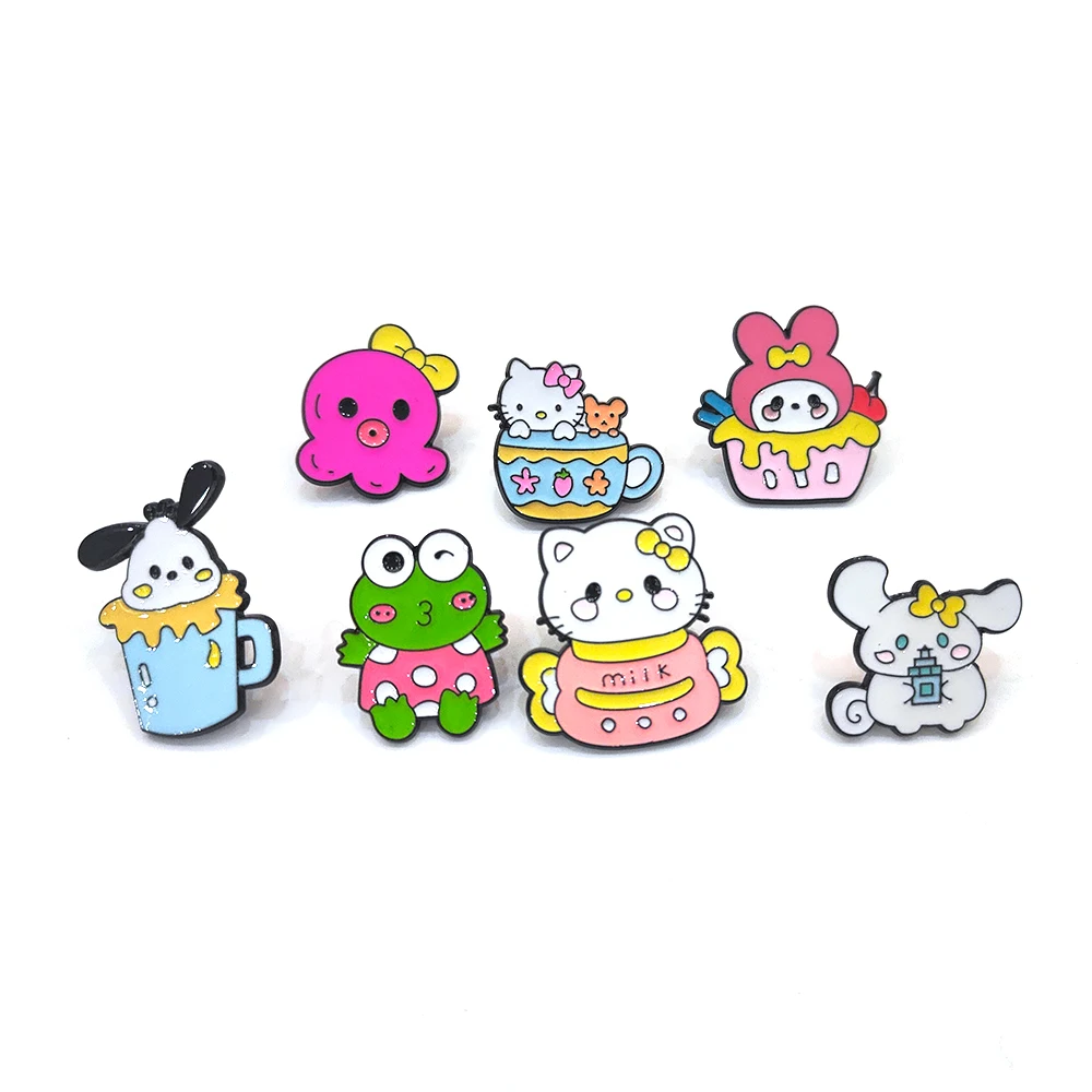 

Kawaii Sanrio Enamel Lapel Pins Cute Cartoon Hello Kitty My Melody Cinnamoroll Brooches Metal Badges for Backpack Decoration