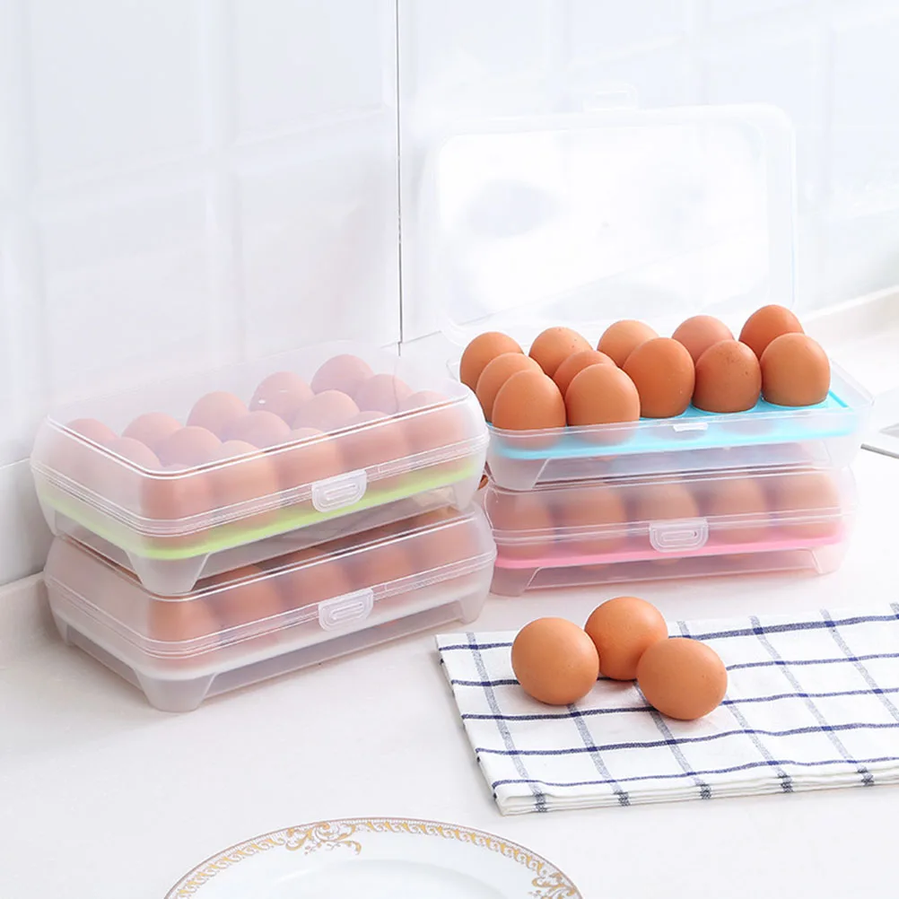 

15 Grid Long lasting Plastic Egg Holder Tray Portable Break resistant Storage Container for Refrigerator Kitchen Transparent