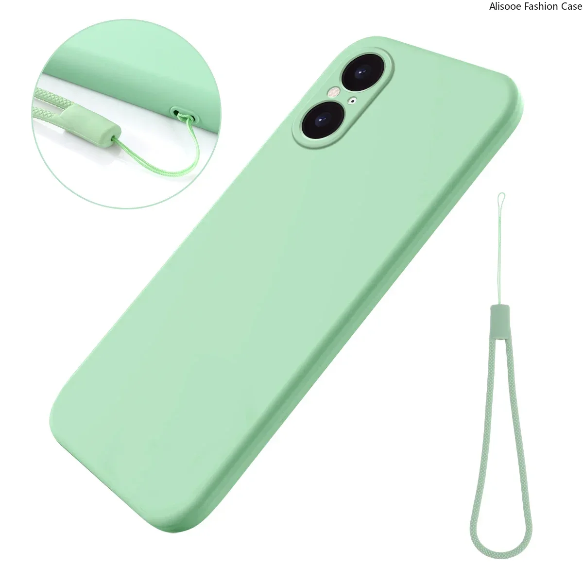 With Silicone Strap Funda for Sony Xperia 5 V 10V 1V Case Liquid Silicone Soft Protection Cover for Sony Xperia 10 5 1 V Capa