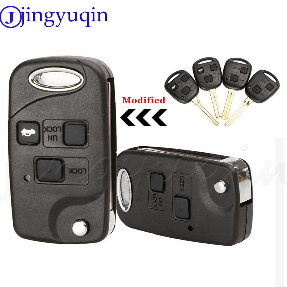 

jingyuqin 2/3 BTN Remote Car Key Shell Case For Toyota Yaris Prado Tarago Camry Corolla TOY43/TOY47/TOY48 +Rubber Button Pad