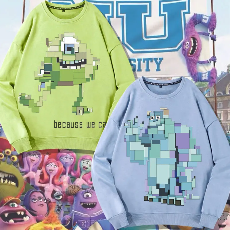 

Disney Monster University round neck hoodie women's autumn and winter blue fur monster big eyed printed clothes