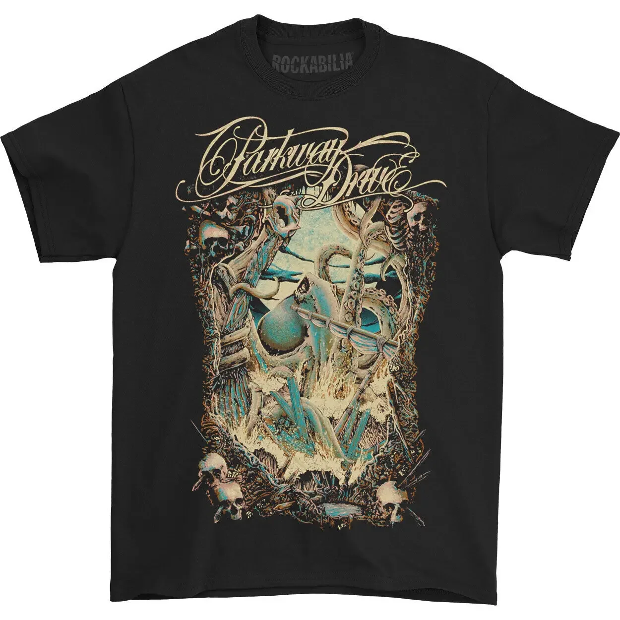 Men'S Parkway Drive Kraken T Shirt Xxx Large Black