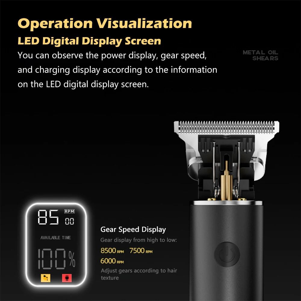 Professional Electric Hair Clipper - Fast Charging Bald Head Trimmer with Oil for Carving Home & Barber Use