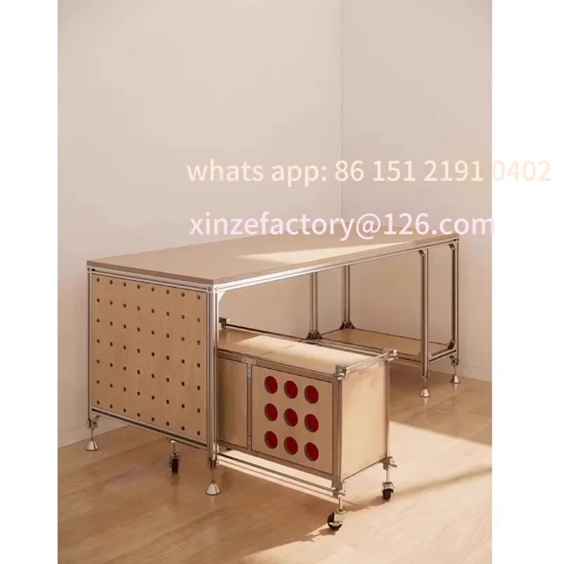

Customizable solid wood computer desk desk aluminum profile rectangular integrated table cabinet