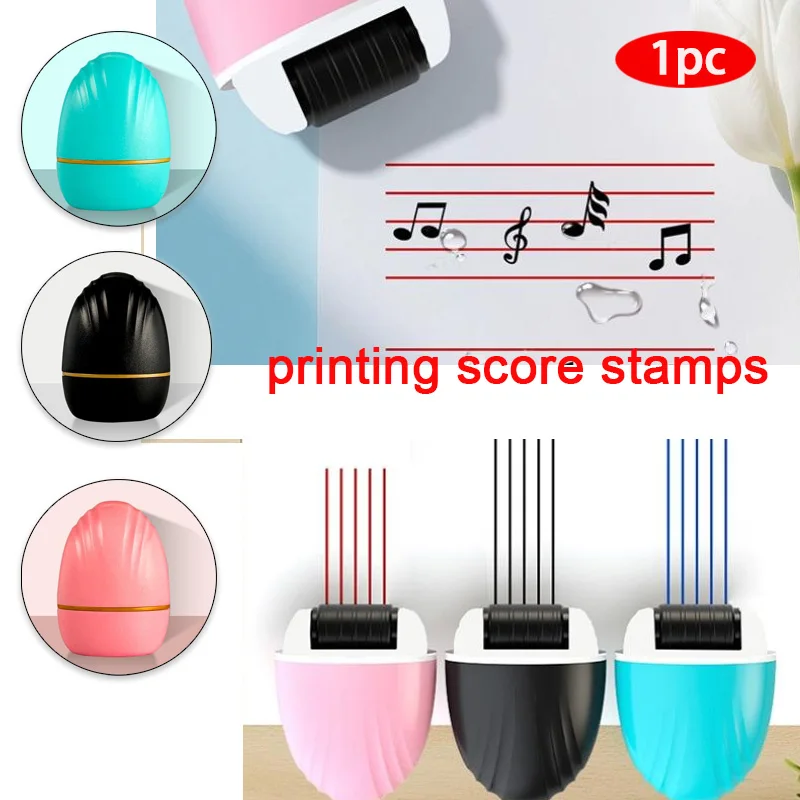 1 strumento pratico per la stampa di timbri per punteggio, manuale pratico per l'insegnamento della musica con un sigillo a rullo per punteggio. Strumento per conto manuale