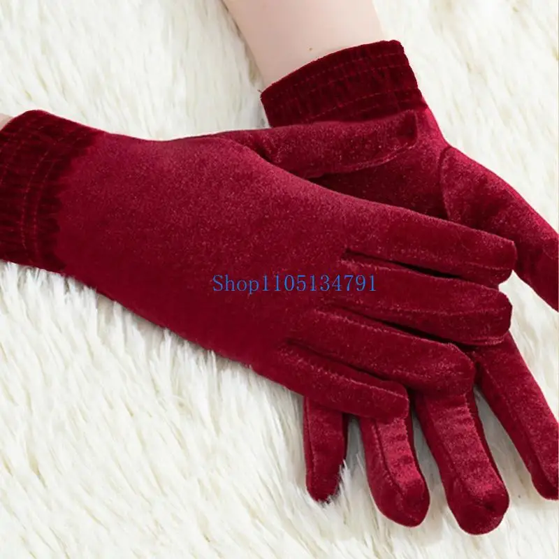 

98km Spring Autumn Women Gold Short Gloves 22cm Short Dinner Dress Gloves Black Warm Elastic Warm Driving Glove