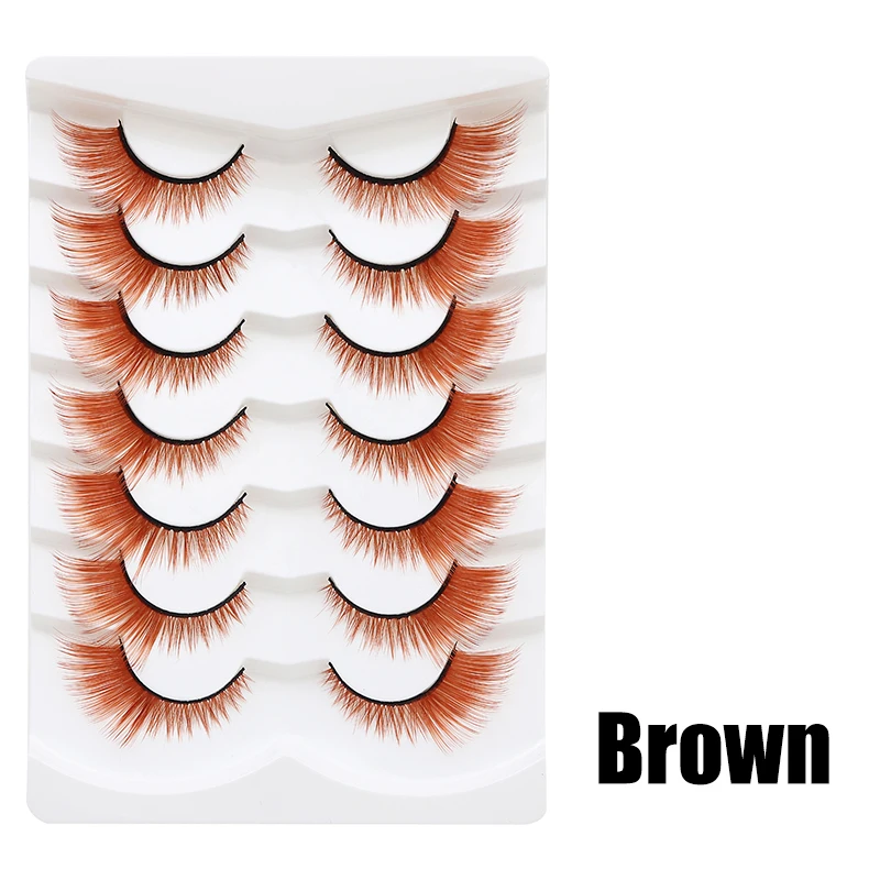 DINGSEN 1/5/10 Paar Bunte Flauschige Streifen-Wimpern Natürliche Weiche Wimpern Wispy Falsche Wimpern 3D Lockige Wimpern für Make-up – Detail 27