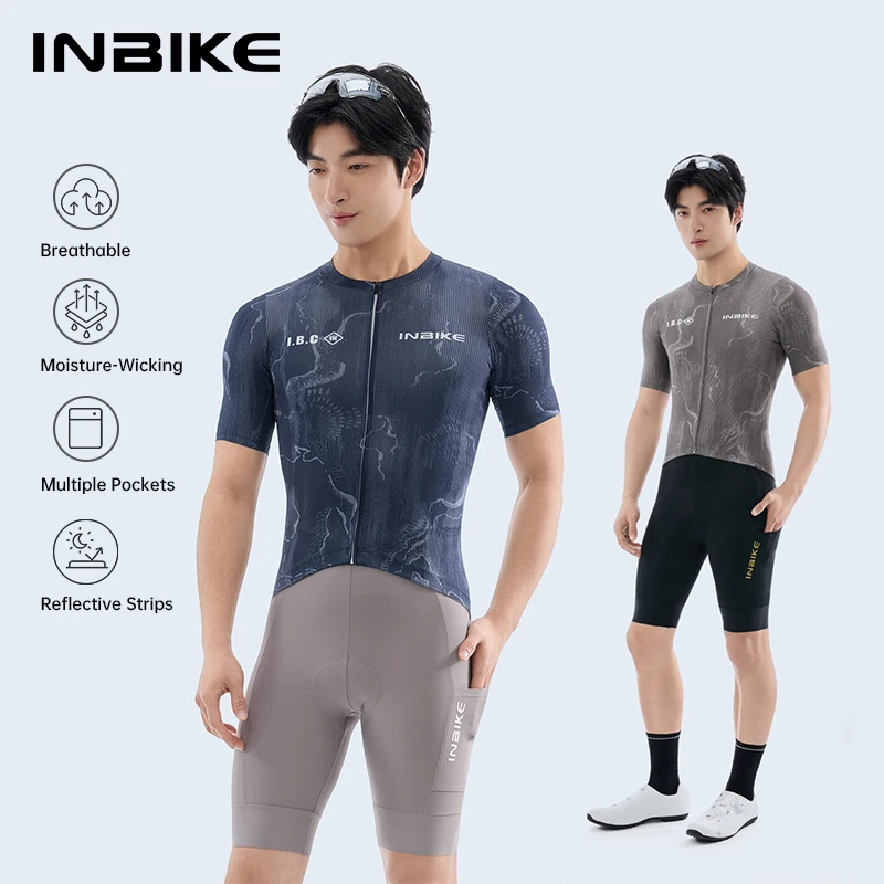 

Велосипедная майка INBIKE, дышащая, быстросохнущая, с коротким рукавом, для гонок и шоссейного велоспорта, летняя велосипедная форма