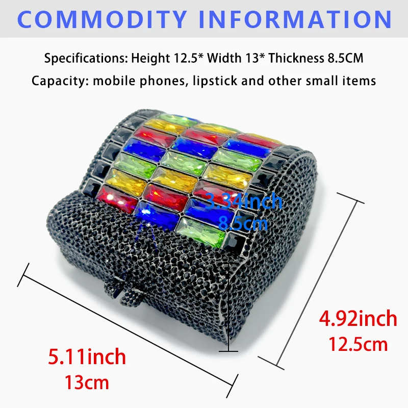 New Women Purse Evening Clutch Wedding Party Christmas Gift Small Square Bag Glass Rhinestone Evening Bag Diamond Handbag