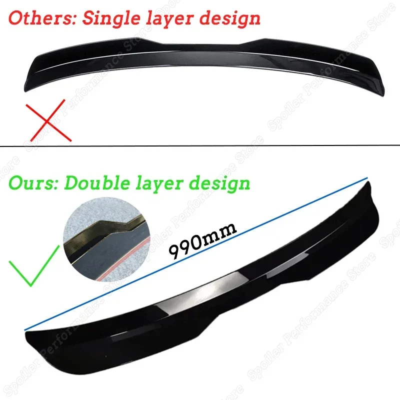 For Hatchback Universal Rear Roof Trunk Spoiler Wing Lid Exterior Tuning Accessories Gloss Black ABS Plastic Tail Wing Body Kit