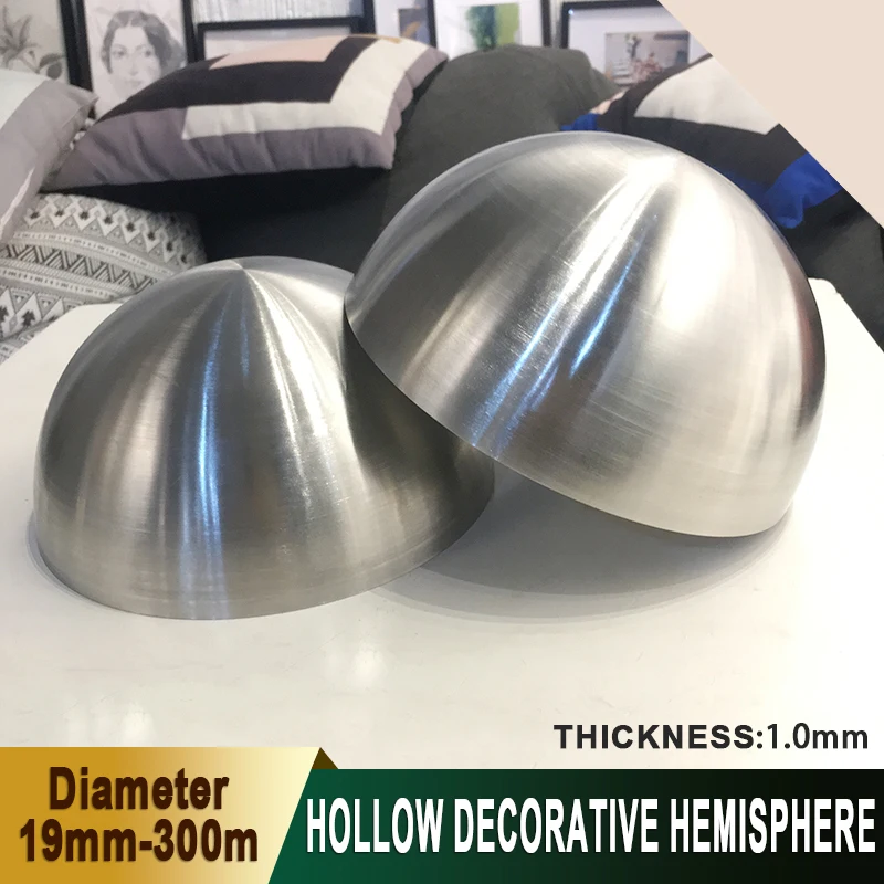 1-5 قطعة قطر 19 مللي متر-300 مللي متر الفولاذ المقاوم للصدأ نحى الفضة الكتان النهاية 1.0 مللي متر سميكة جوفاء نصف الكرة المزخرفة غطاء أنبوب فولاذي