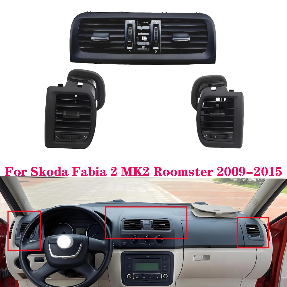 

For Skoda Fabia 2 MK2 Roomster 2009-2015 5J0820951 5J0819701 5J0819702 Dashboard AC Air Conditioning Vents Outlet Grill