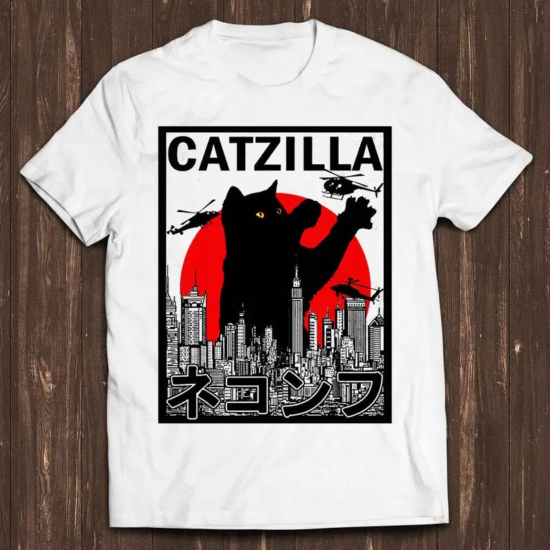 

Catzilla King Of Pawster Paws Cat Kitten Pet Lover Meme Gift Funny Style Unisex Gamer Cult Movie Music Tee T Shirt C588