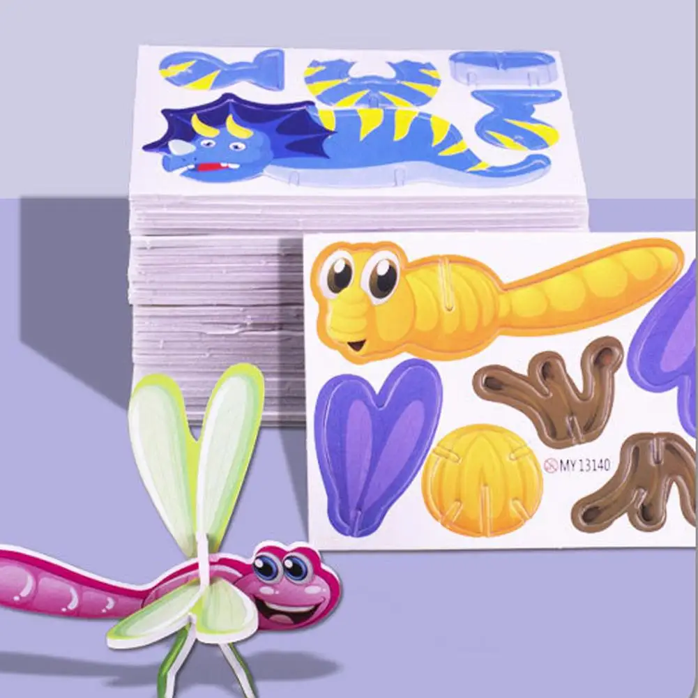 Children's Paper 3D Three-dimensional Insect Puzzle Dinosaur Insect Marine Animal Paper Jigsaw Puzzles  DIY Educational Toys