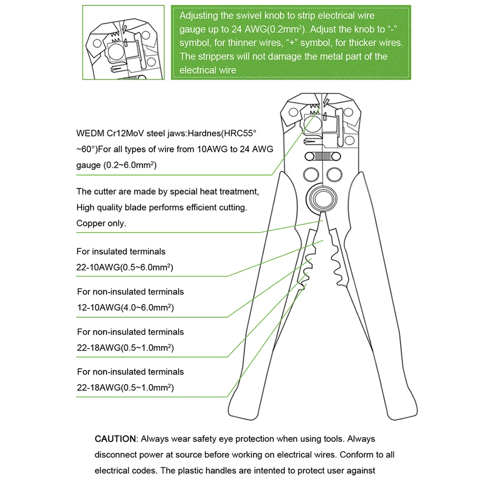 Multifunctional Stripping Tools Crimper Cable Cutter Automatic Wire StripperCrimping Pliers Terminal 0.2-6.0mm2 Hand tool