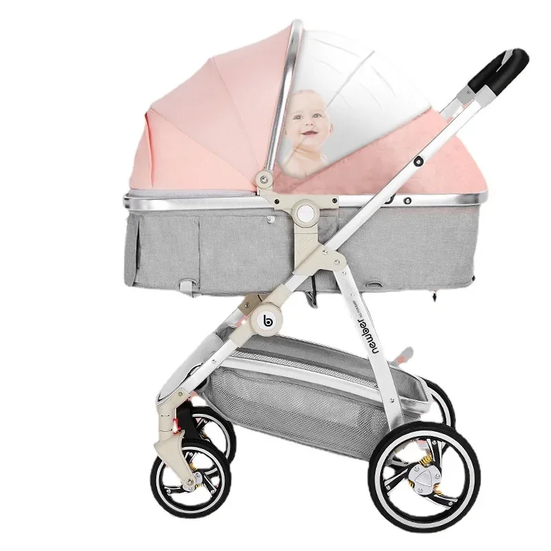 Four Wheel Baby Stroller Newborn Baby Two-way Swivel Seat Lightweight Folding Travel Stroller High Landscape Adjustable Stroller