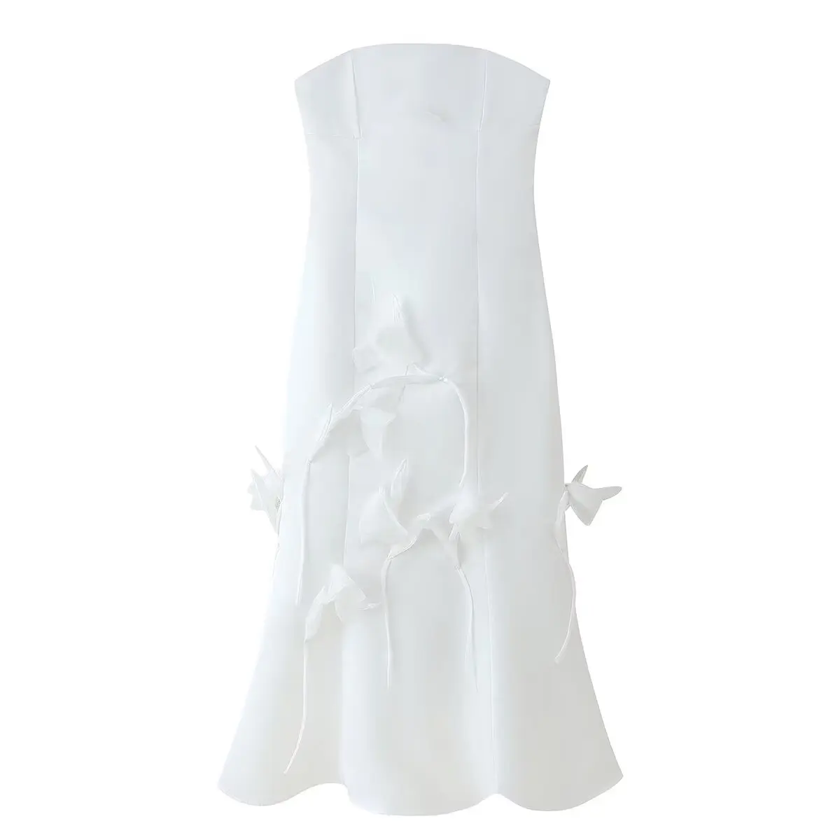 ZBZA Spring New Women's Faion Design Flower ter Dr High Waist Svel Polyester Fi Tail mid Length Zipper Closure