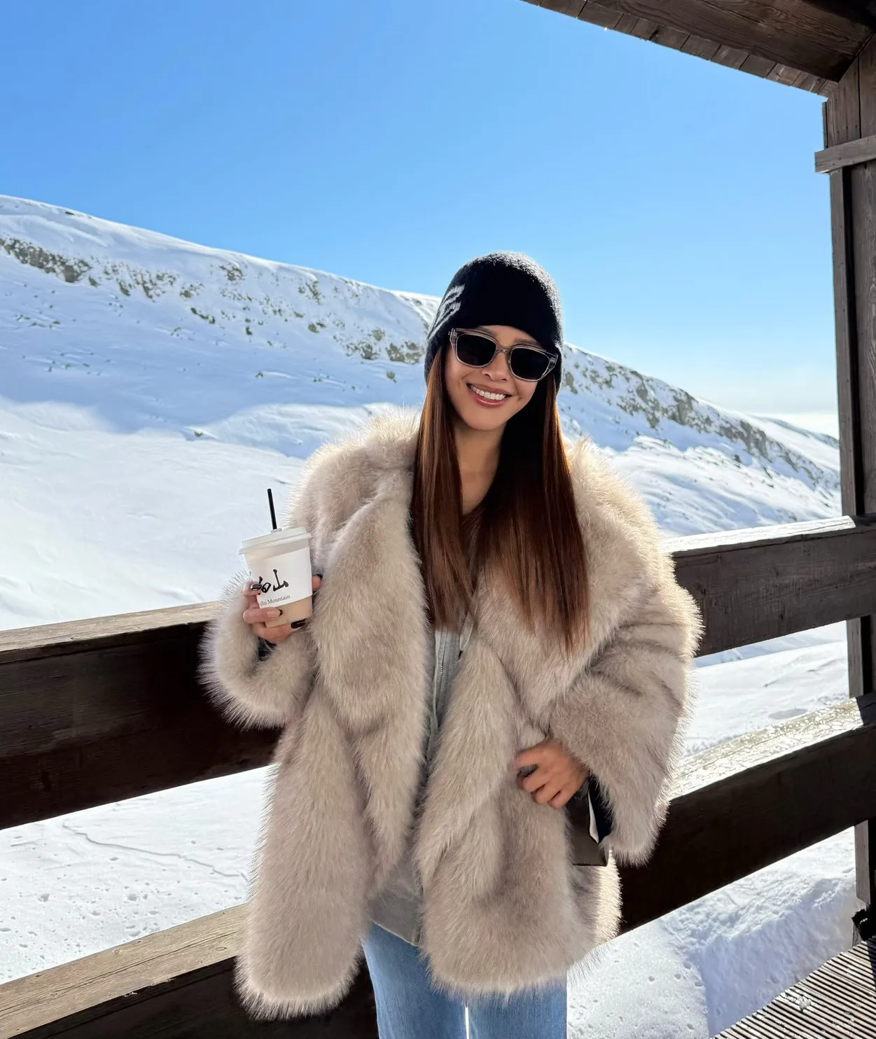 フェイクファー裏地付きコート レディース 快適なラベンダー イベント 女性 OL グラデーション染め アバンギャルド ベルト レトロ パファー ストレッチ トレンド