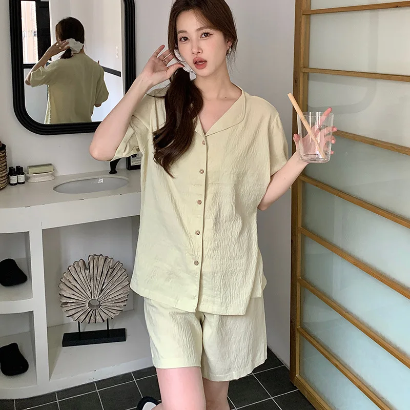 Satin Pajama Sets Ensembles 2 Piece Two Piece Pants Shorts Ruffled Lady Elegant Outfit Lounge Women Pijama Sleepwear Pajama