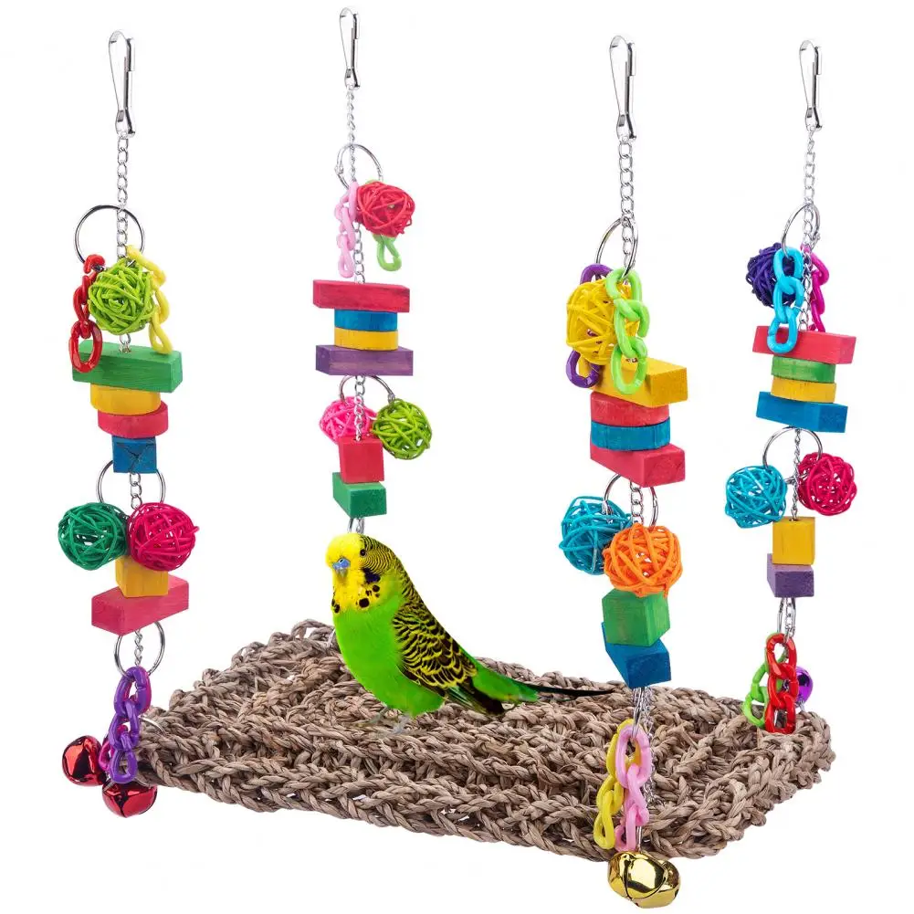 

Colorful Bird Toys Cute Colorful Bird Hammock Colorful Bird Chew Toys Foraging Wall Swing Bird Supplies for Relieving Boredom