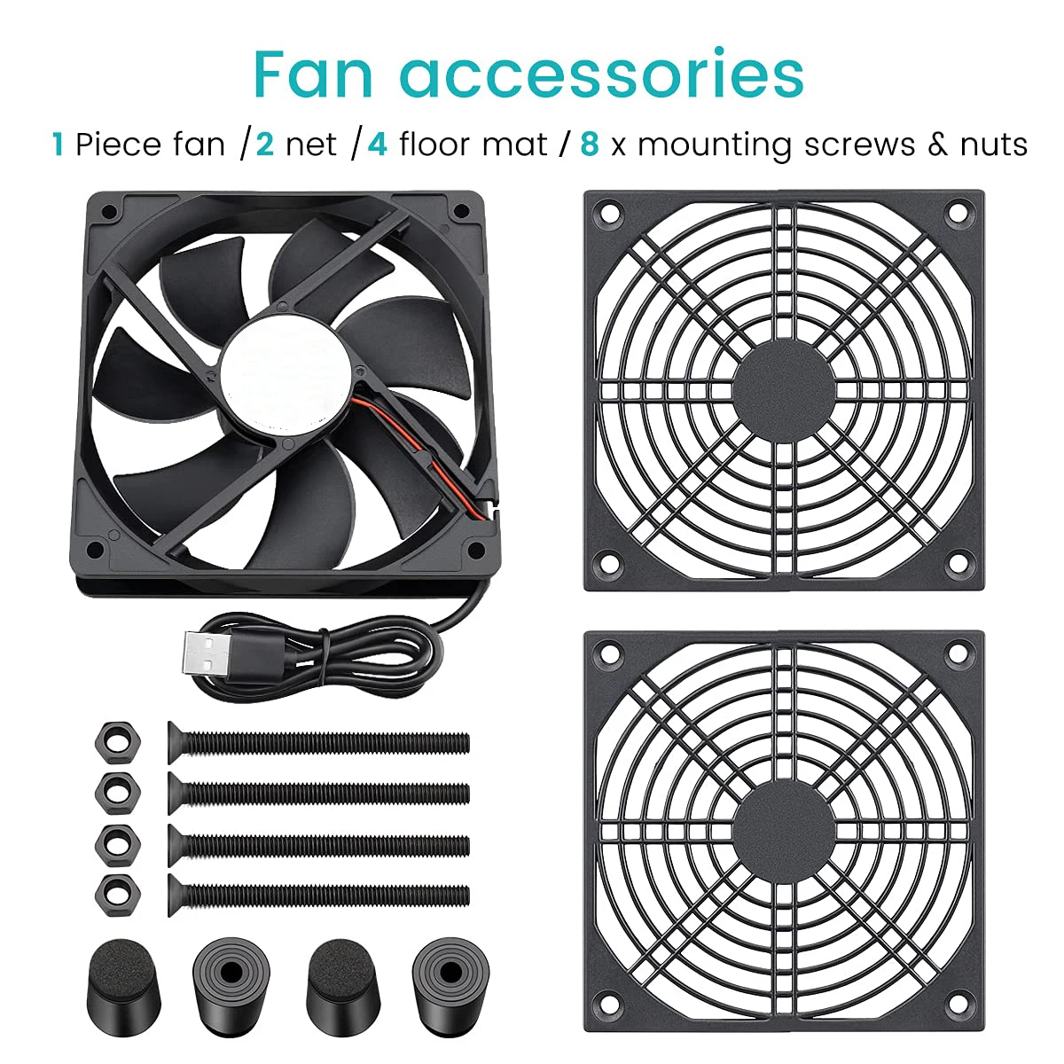 USB Powered Computer PC Case Fan 120mm 5V Silent Chassis Cooler for Router TV Cat Cooling Screws Protective Net 12cm
