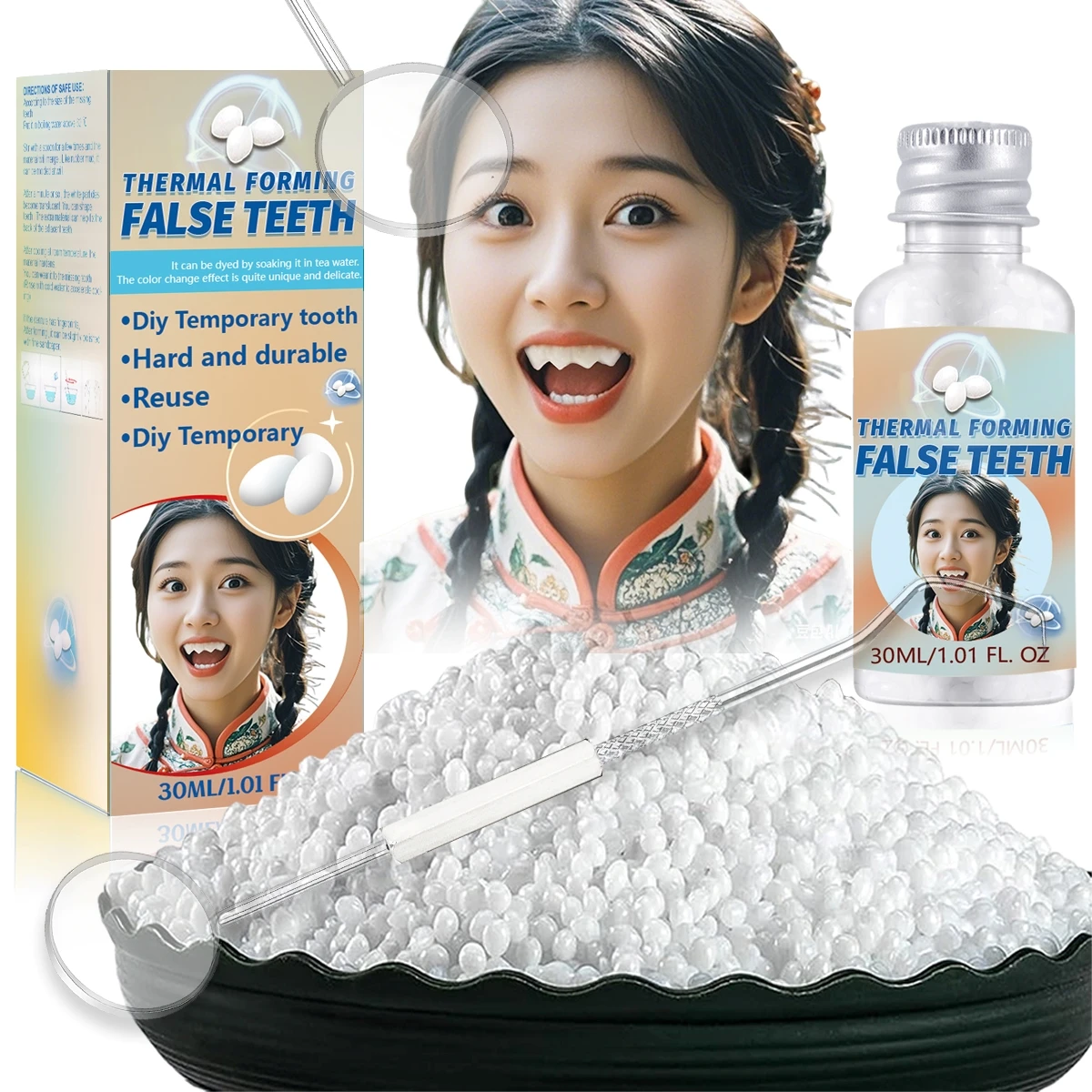 temporary tooth decoration - easy to stick - repair filling resin - durable and reusable. High hardness, durable - reusable DIY