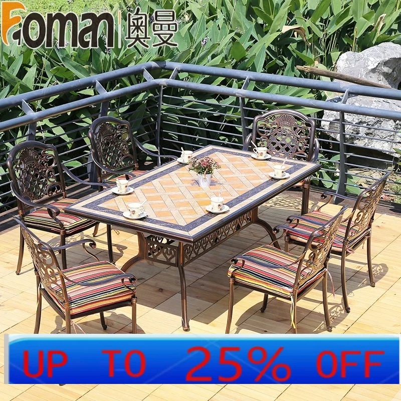 LMM outdoor cast aluminum tables and chairs five-piece balcony villa leisure courtyard wrought iron tables and chairs