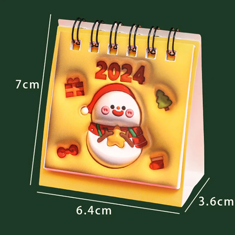 2024 Christmas Mini 3D Cartoon Pattern Table Calendar Student Desktop Decoration Daily Clock In Self-discipline Small Calendar