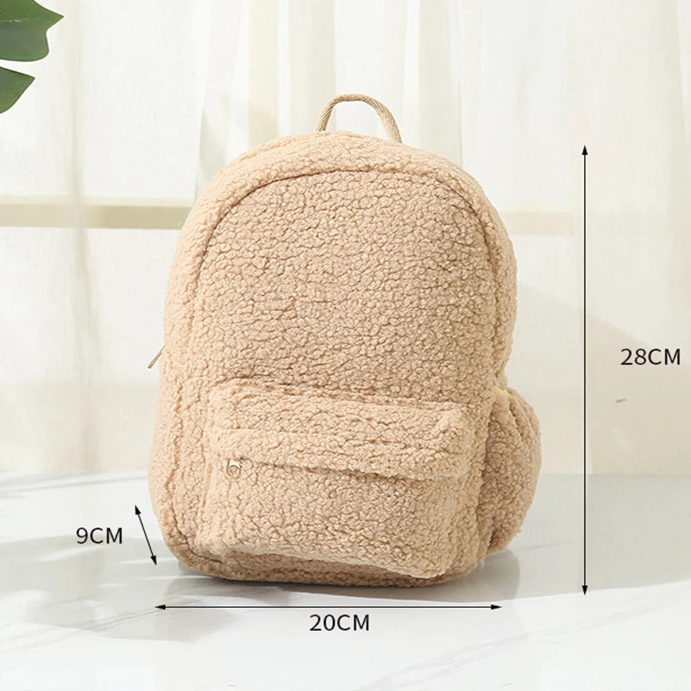 Personalised Embroidery Lamb Fleece Backpack Embroidered Portable Children Travel Shopping Rucksack Women\'s Shoulder Backpack