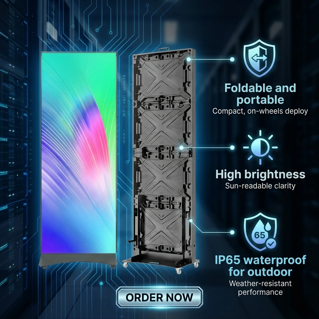 P2.5 High Brightness IP65 Waterproof Foldable LED Poster Screen Portable Outdoor Commercial Advertising Billboard