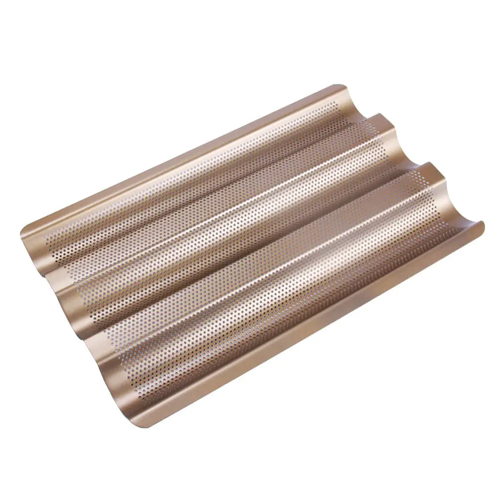 1Pcs French Bread Baking Tray Small Size Golden Heavy Carbon Steel Nonstick Mold Pan for Bread Baking Mold Home Bakeware