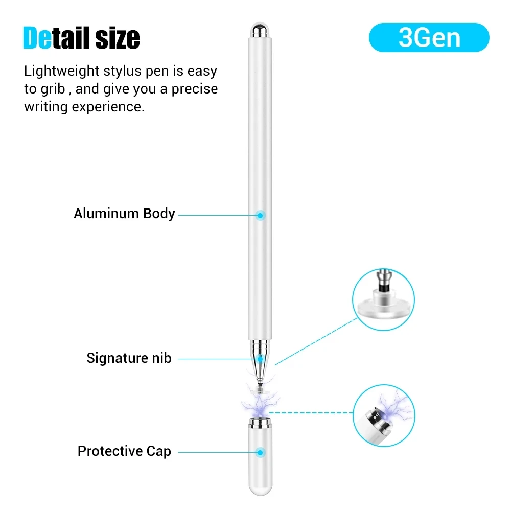2 In 1 Stylus Pen For Smartphone Tablet Drawing Capacitive Pencil Universal Android Mobile Screen Touch Pen For iPad Mini 1 2 3