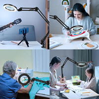 2-in-1 Magnifying Glass Table Lamp 10X Magnifying Adjustable Light Lamp Stand Fine Work Engraving Sewing Learning Table Lamp