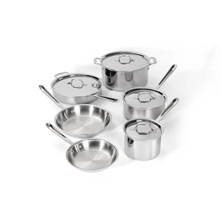 

Professional-grade D3 stainless steel cookware set for kitchen use: silver, oven safe and induction compatible