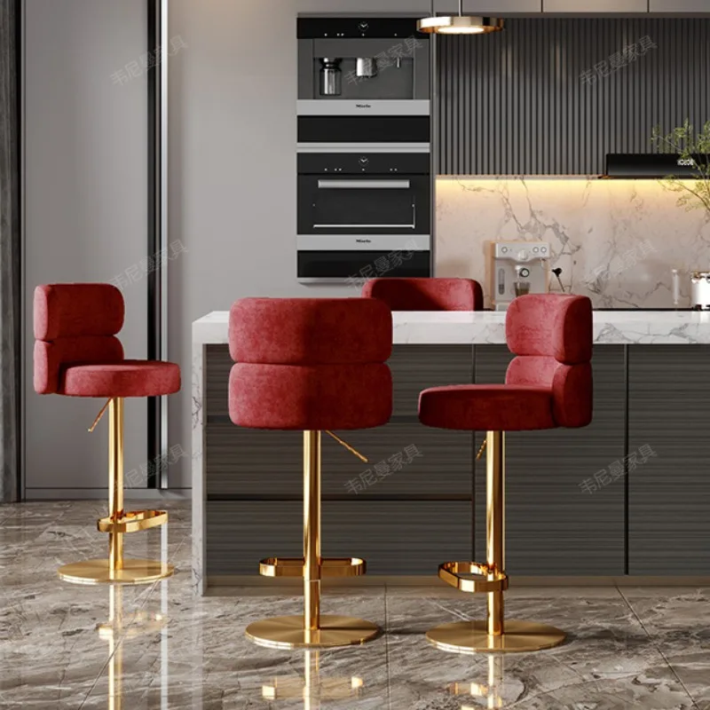 

Creative Luxury Bar Chairs Gold Counter Designer Adjustable Height Bar Stools Ergonomic Relaxing Taburetes De Bar Home Furniture