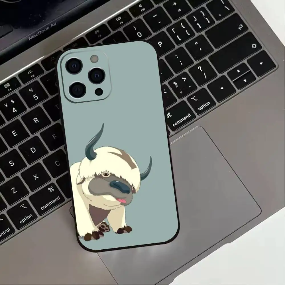 حافظة هاتف A-Avatar 12A-Appa Y-Yip لهاتف iPhone17,16,15,14,13,12,11 Plus، Pro Max غطاء أسود ناعم