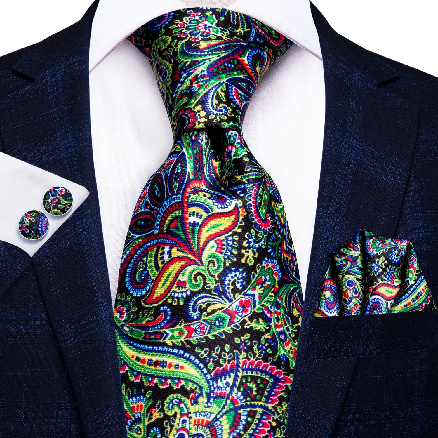 Hi-Tie Green New Fashion Business Paisley Men's Tie NeckTie 8.5cm Ties for Men Formal Luxury Wedding Quality Gravata
